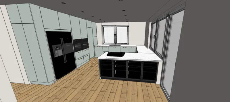Wizualizacja 3D pierwszego projektu kuchni