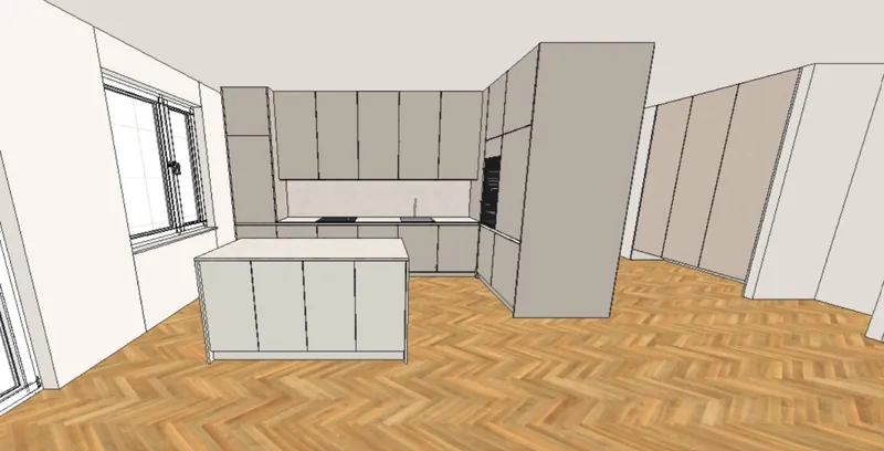 Wizualizacja 3D drugiego projektu kuchni